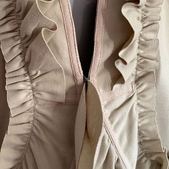 Downeast Basics Ruffle Cardigan Beige Top Size Med - Picture 6 of 10